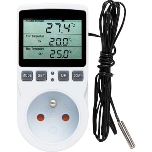 Digital Temperature Controller Sensor with Multifunctional Wireless Thermostat Socket Plug with Timer Switch EU/US/UK/AU/FR Plug