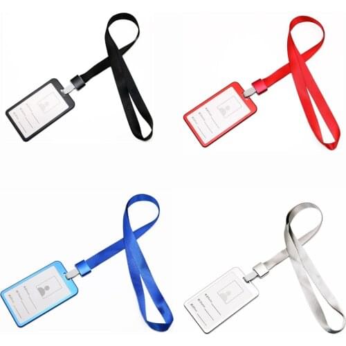 Lanyard Card Holders Aluminum Alloy Work Pass Card Cover Employee Exhibition Card Neck Badge Holder