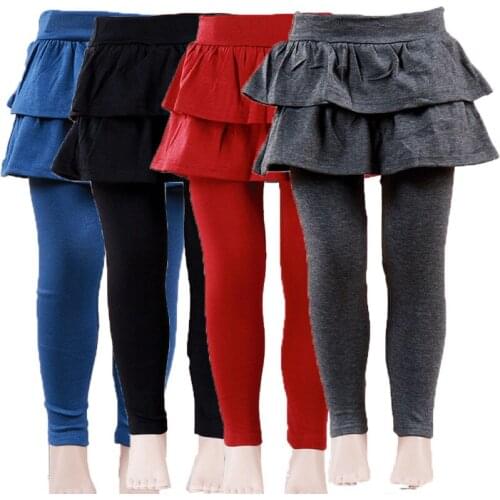 Kids Toddler Baby Girl Fashion Autumn Winter Solid Color Layered Skirted Legging Pantskirt Warm Culottes for 2-8Y