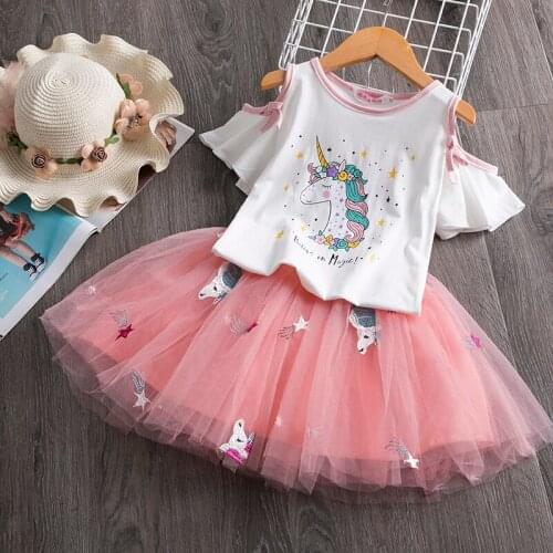 Baby Princess Unicorn Dress Cute Little Girls Summer Chiffon Clothes Kids Lace Unicorn Dresses fantasia unicornio menina 2 6Y