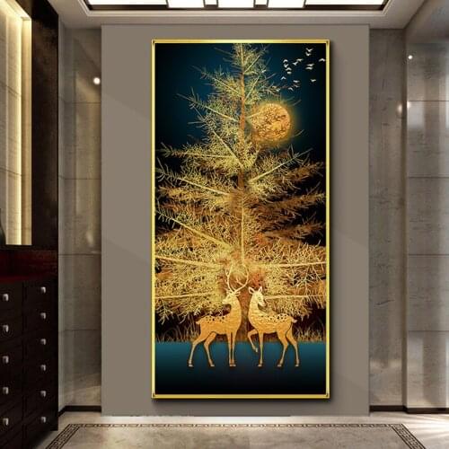 EECAMAIL Light Luxury Atmosphere Porch Diamond Painting Full Of New Nordic Modern Simple Living Room Cross Stitch Wealth Deer