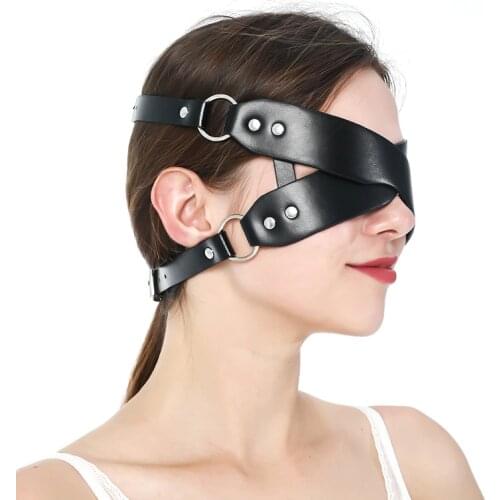 UYEE Sexy Leather Mask Punk Cosplay Blindfold Masquerade Erotic Cat Ear Rabbit Bunny Halloween Carnival Party Cosplay Mask