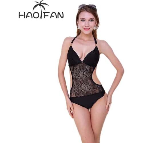 HAOFAN Black One Piece Swimwear