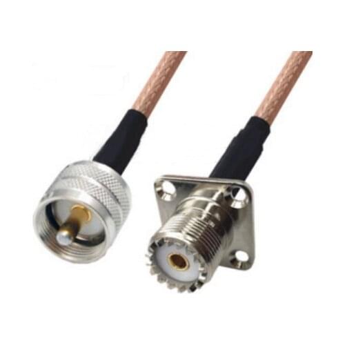 RG316 Cable UHF Male To UHF SO239 Female 4 Hole Flange Panel Mount Connector RF Coaxial Jumper Cable