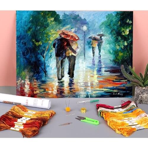 Oil Painting Style Printed Canvas 11CT Cross Stitch Set Embroidery DMC Threads Handmade Knitting Hobby Needlework Different