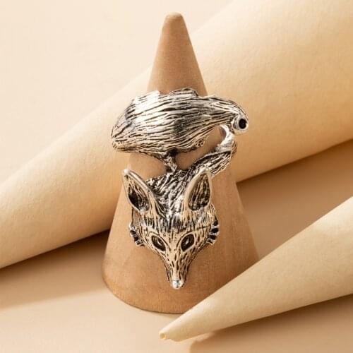 Tocona Lovely Fox Cute Ring for Women Girls Vintage Silver Color Alloy Metal Opening Ring Jewelry Accessories Anillo 20250