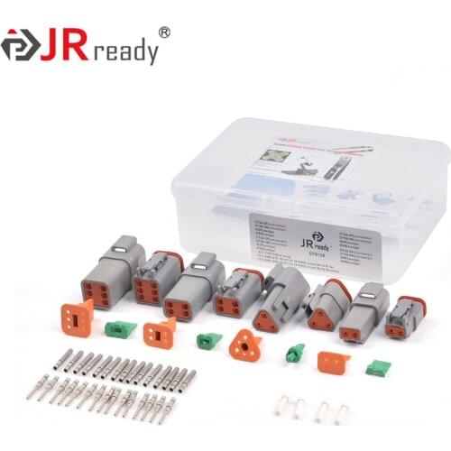 JRready ST6136 Desch-type DT Series Connector Set 2-12Holes Terminal Silicone Seal Plug Waterproof Connector 16# Wire Size 16AW