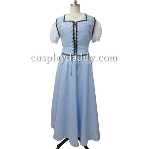 Once Upon a Time Cosplay Belle Costume Dress Vest Skirt Movie Womens Party Wear