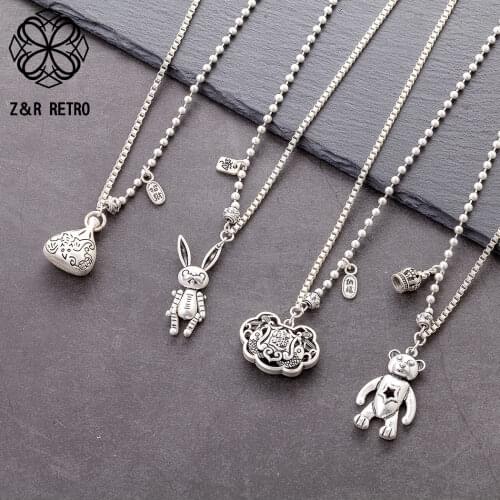 Silver Color Cute Animals Long Accessories Pendant Necklaces Jewelry For Women Antique Suspension Neck Decoration Wholesale 2020