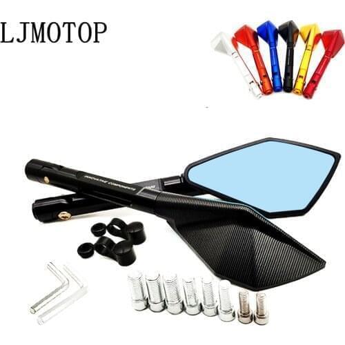 Motorcycle Mirror Aluminum Motorbike Handlebar Rearview Mirrors Blue For Yamaha xjr 1300 400 fjr 1300 XJR400 Tenere 700 TENERE