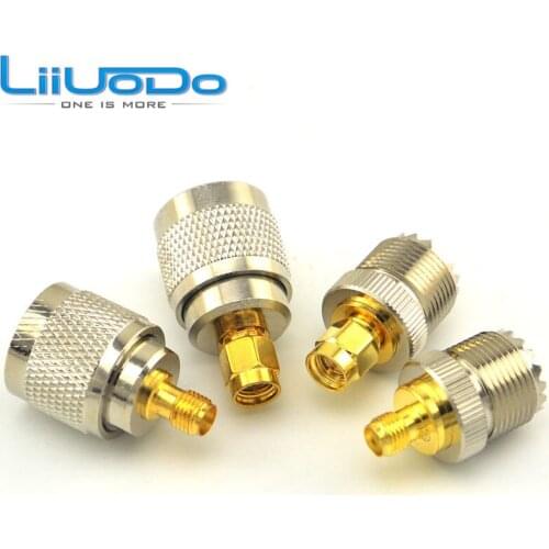 10pcs/lot SMA-UHF RF Connectors Kit SMA to UHF L259 SO239 4 Type Set SMA Jack/Plug to UHF Nickel Gold Plated Test converter