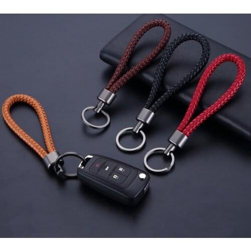 New Unisex Braided Leather Rope Handmade Waven Keychain Leather Key Chain Ring Holder for Car Keyrings Men Women KeyChains