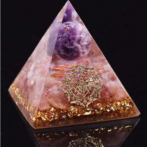 Orgone Pyramid Energy Chakra Reiki Meditaiton Ornaments Strawberry Crystal Quartz Emf Orgone Pyramid