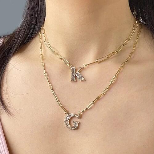 18K Gold Stainless Steel 316L Initial Necklace Women Chain Choker DIY Letter Necklace Custom Name Jewelry for Daily Wearing Girl