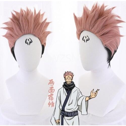 Anime Jujutsu Kaisen Cosplay Ryomen Sukuna Wig Jujutsu Kaisen Yuji Itadori Pink Black Short Heat Resistant fiber Hair Wigs