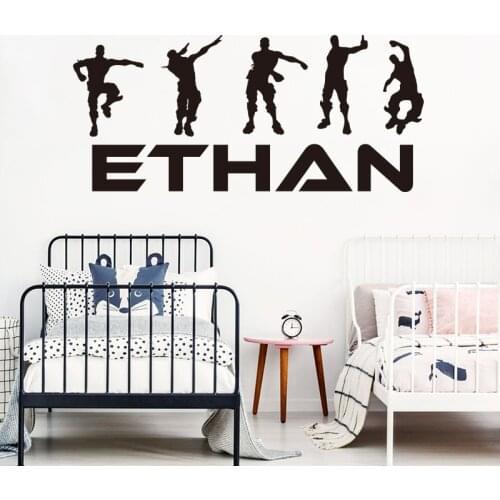 Personalized Name Battle Royal Game Wall Sticker Custom Name Solider Video Game Wall Decal Playroom Bedroom Vinyl Home Decor