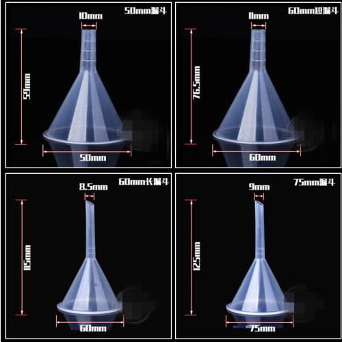Plastic Small Funnels Dia.60mm Long Stem PP Mini Funnel Autoclave Pack 10