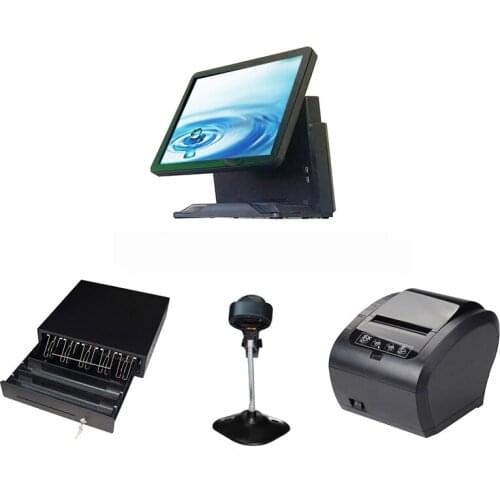 POS terminal ALL IN ONE High quality Point of Sales whole set computer black white 15'' touch screen POS system