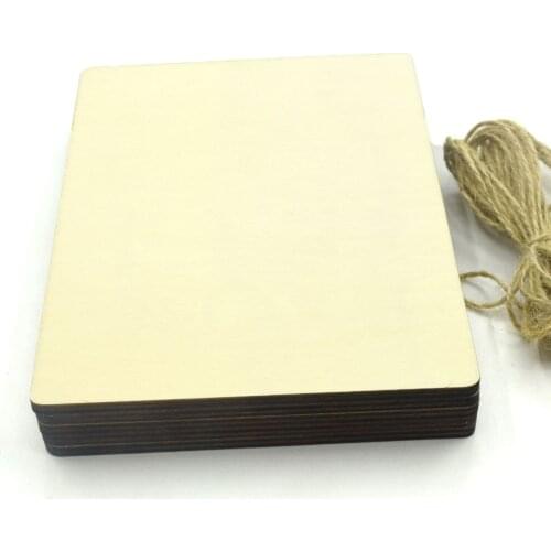 2 pcs 168*125*5mm Unfinished Blank Rectangle Wooden Hanging Tags for Scrapbooing Party Favor Wedding Gift Tags with Rope