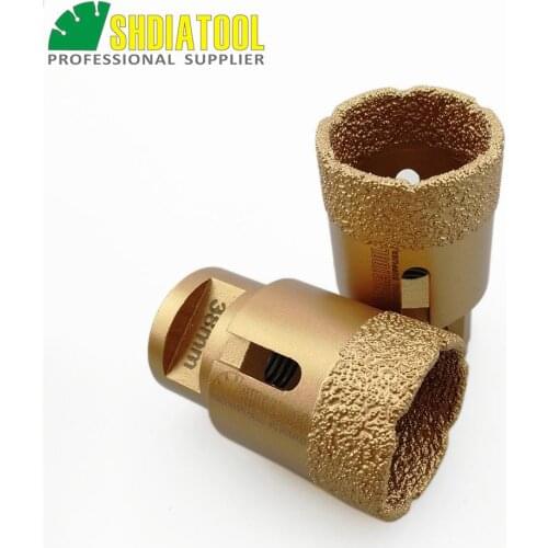 SHDIATOOL 2pcs dia 38mm Vaccum Brazed Diamond porcelain tile drilling bits M14 thread drill core bits granite marble hole saw