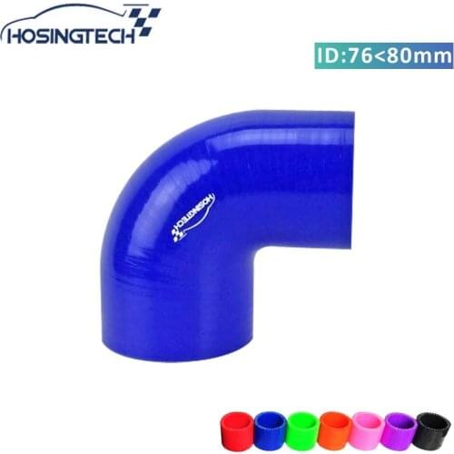 HOSINGTECH- high quality 80 to 76mm (3.15"-3") blue 90 degree reducer turbo hose