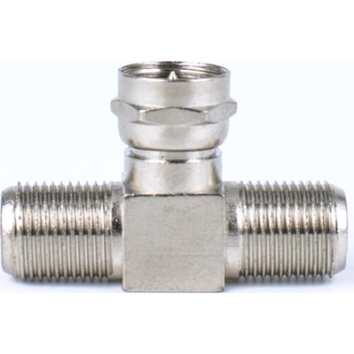 10pcs/lot F Male Plug To Female T Shape 3-way Splitter Coax Adapter F Plug To Dual F Jack Socket For 3g 4g Antenna