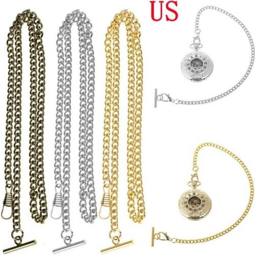 Vintage Pocket Watch Albert Chain Coat Vest Jeans Decor Chains Metal Link Clip with T Bar Lobster Clasp DIY Clothing Accessory