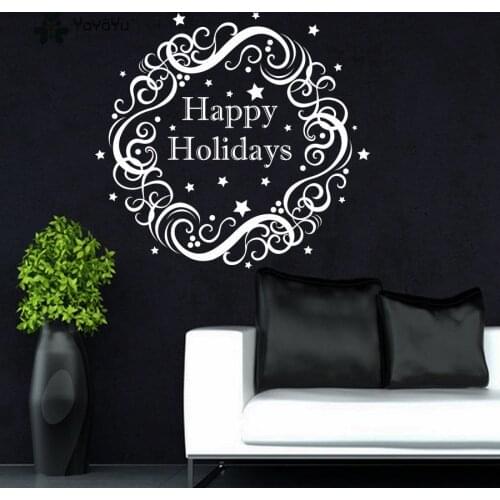 YOYOYU Wall Decal Christmas Wall Decoration Wreath Holiday Art Decor Home Door Window Vinyl Removeable Poster YO155