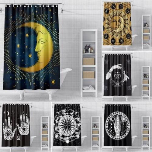Psychedelic Style Bathroom Curtain Divination Hand Shower Curtain Waterproof Constellation Shower Curtains For Bathroom Hooks