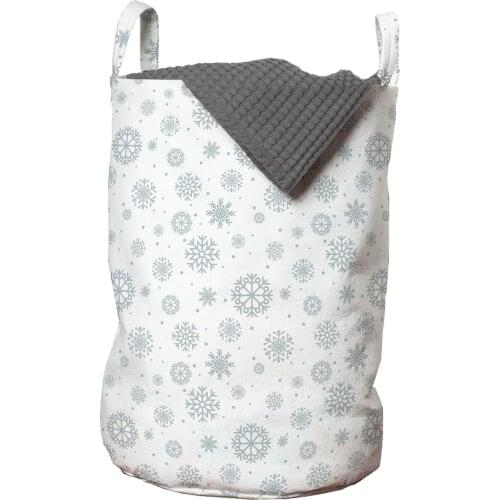 Winter Laundry Basket Pattern Ornate Snowflake Motifs Dots Organizer for Clothes Underwear Socks Toys Wash Bag & Home Storage