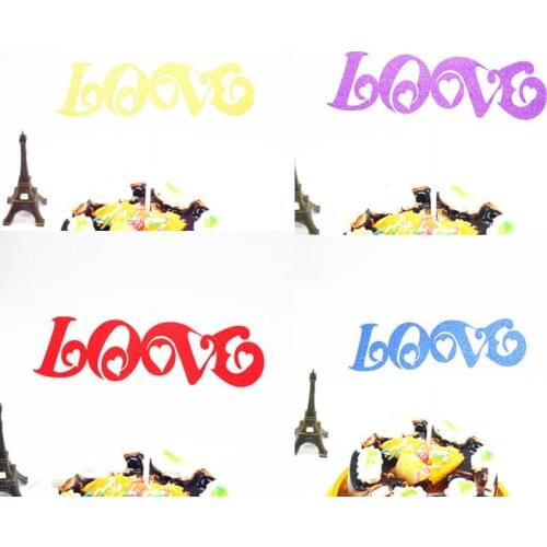 1pc Creative Love Wedding Cake Flag Topper Multi Colors Flags For Wedding Birthday Party Cake Baking Decoration Supplies