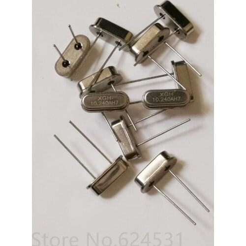 100pcs Authentic line of quartz crystal HC-49S crystal resonator 2 feet 10.240MHZ 10.24MHZ