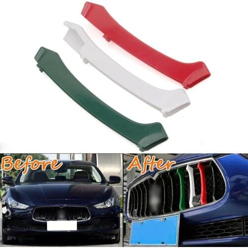 3pcs/Set Car Styling Front Hood Grille Grill Trim Cover Molding Decoration For 2014-2016 Maserati Ghibli