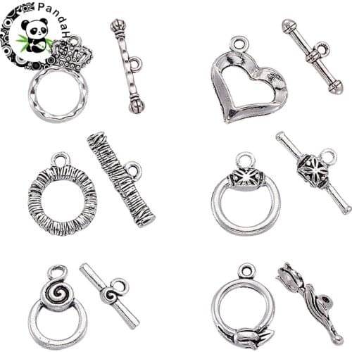 30Sets Mixed Style Toggle Clasp Sets Tibetan Style Alloy Ring Toggle Clasp Sets for Bracelet Necklace Jewelry Making Lead Free