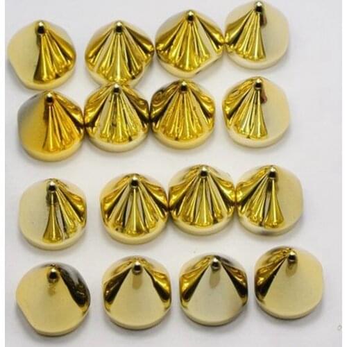 50 Golden Single Row Rock Punk Spike Rivet Acrylic Beads for bracelet 12X10X12mm