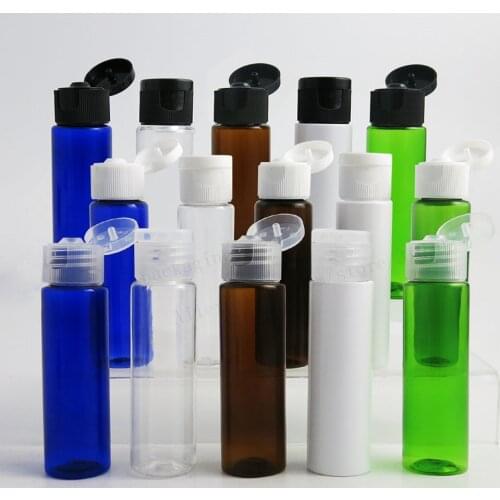 50 x 30ml clear blue white green amber pet plastic cream bottle with Flip Top cap 1oz liquid cream cosmetic containeers