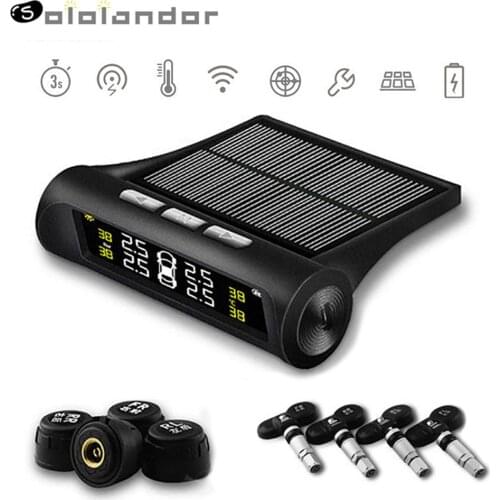 Car TPMS Tire Pressure Monitoring System Solar Power HD Digital LCD Display Auto Voice Alarm tool Wireless 4 external Sensor
