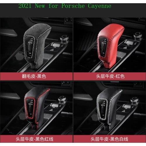 2021 New for Porsche Cayenne Gear Head Covers Interior Styling suede And Leather Hand-stitched Shift Knob Accessories