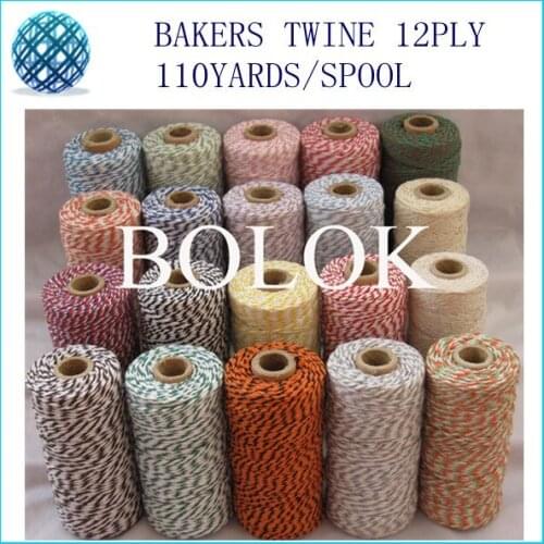300pcs/lot Colored 100% Cotton Baker twine 110 yards/spool 54 kinds color choose, color cotton string, cotton cord