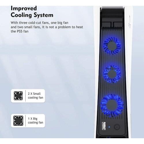 For PS5 Game Console USB Cooler For Playstation 5 Controller Cooling System Heat Dissipation Silent Radiator With 3 Cooling Fans