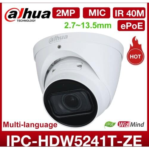 Dahua Original 2MP IR Network IP Camera Motorized Varifocal IPC-HDW5241T-ZE Replace HDW5231R-ZE Support MIC POE IP67 Alarm APP