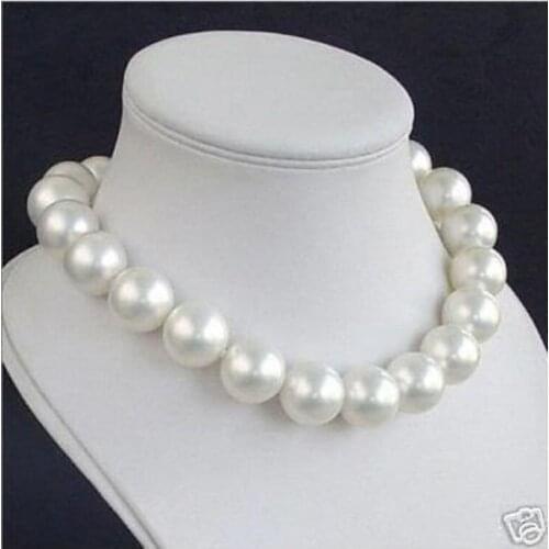 BEAUTIFUL 16MM AAA+ WHITE SEA SHELL PEARL NECKLACE 18"