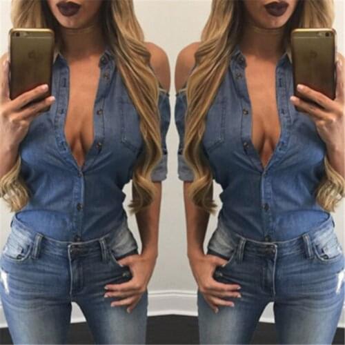 Fashion Women Long Sleeve Tops Sexy Ladies Blouse Light/Dark Blue Casual Party Shirt New 2018 Retro Lady Pure Color Slim Tops