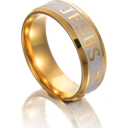 MOREDEAR Titanium Steel Jesus Cross Ring for Men and Women Personalized Ring Customize Ring Engraved Ring