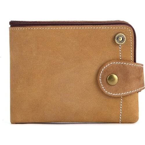 2021 new mens leather wallet RFID anti-theft wallet multi-card Crazy Horse leather coin purse