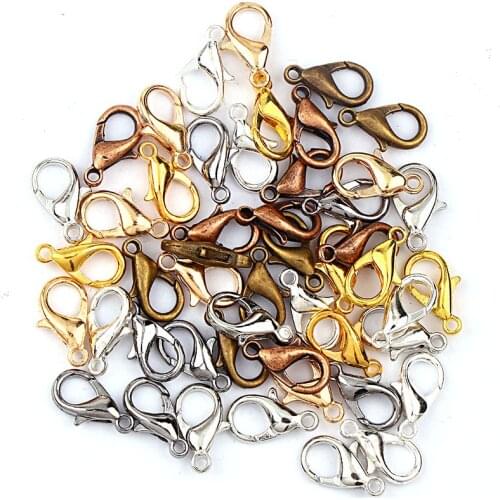 New Mixed Color 18x9mm Gold&Silver&Copper&White K Lobster Clasps Hook Component DIY Jewelry Bracelet Making Accessories