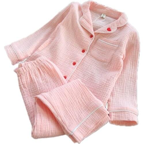 Linen kids pajamas sets Love Embroidery Kids Sleepwear sets Children Home wear Boys Girls long-sleeved Nightwear baby Clothes
