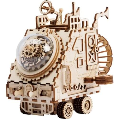 Robotime Creative DIY 3D Spaceship Wooden Puzzle Game Assembly Music Box Toy Gifts AM681 for Dropshipping