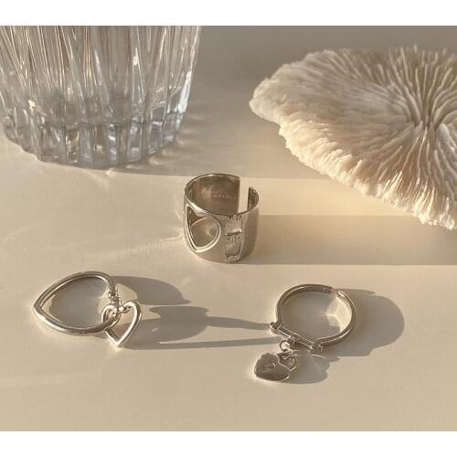 Silvology 925 Sterling Silver Openwork Heart Rings Elegant Creative Fashionable Japan Korea Rings for Women Temperament Jewelry