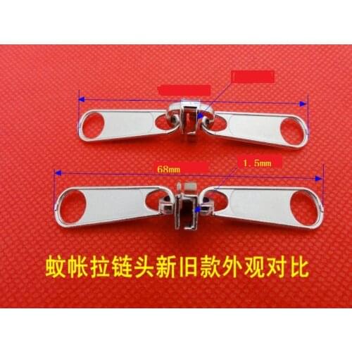 Silver double pulls zipper sliders plating/zinc alloy used for 7#nylon zipper/two sides zip head for tent ger yurt mosquito net